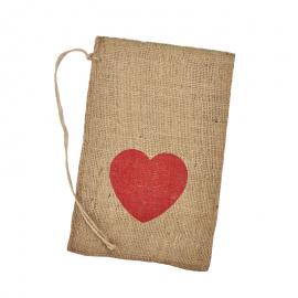 Jute zakken met hartje 20 x 30 cm (per stuk)