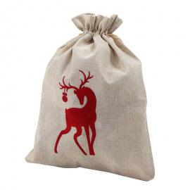 Non woven imitatiejute geschenkzakje rendier