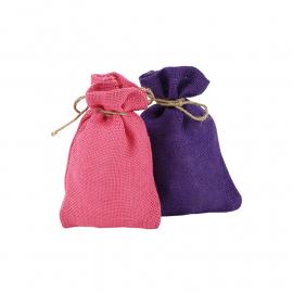 Gekleurde jute zakken met rijgkoord 12 x 18 cm (per stuk)